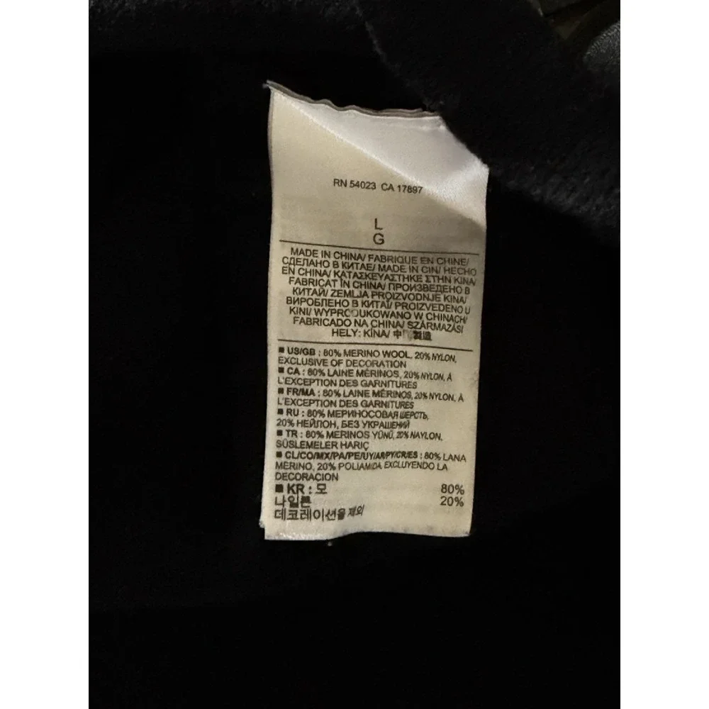 Banana Republic Men's Black Wool Blend Sweater Sz L 1/4 Zip & Snap Pullover‎